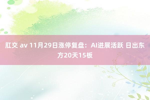 肛交 av 11月29日涨停复盘:AI进展活跃 日出东方20天15板