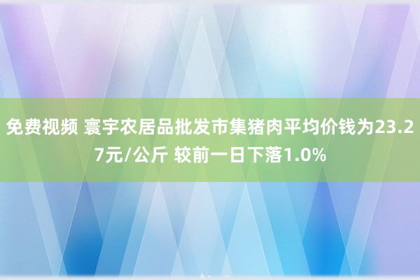 免费视频 寰宇农居品批发市集猪肉平均价钱为23.27元/公斤 较前一日下落1.0%